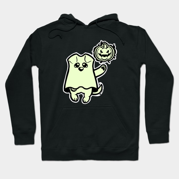 Little Ghost Dog Has a Jack O' Lantern Hoodie by RJKpoyp